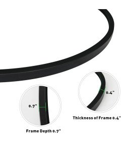 Okrągłe Lustro 50x50 cm Metalowa Czarna Rama Wiszące Ścienne Nowoczesne