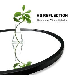 Okrągłe Lustro 50x50 cm Metalowa Czarna Rama Wiszące Ścienne Nowoczesne