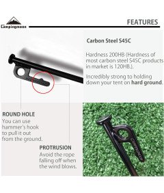 Śledzie Szpilki Namiotowe Kotwy Stalowe do Twardego Podłoża 8 Sztuk 30 cm