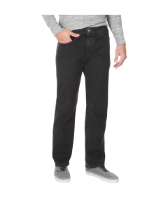 Męskie Spodnie Jeansowe Proste Regular Fit Sprane Modne Czarne Rozmiar 32