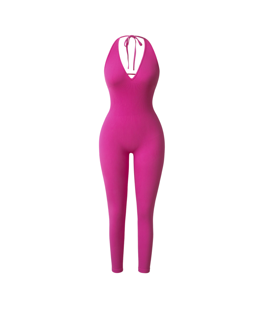 Damski Kombinezon Jednoczęściowy Body Bez Pleców Modelujący Różowy L