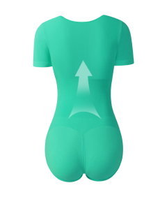 Damskie Body Modelujące Krótki Rękaw Basic Treningowe Zielone Miętowe M