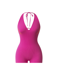 Damski Kombinezon Jednoczęściowy Body Bez Pleców Modelujący Różowy L