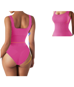 Damskie Body na Ramiączka Modelujące Basic Casual Treningowe Różowe L