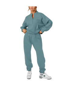 Damski Komplet Dresowy Bluza Spodnie Bawełna Sportowy Stylowy Zielony XL