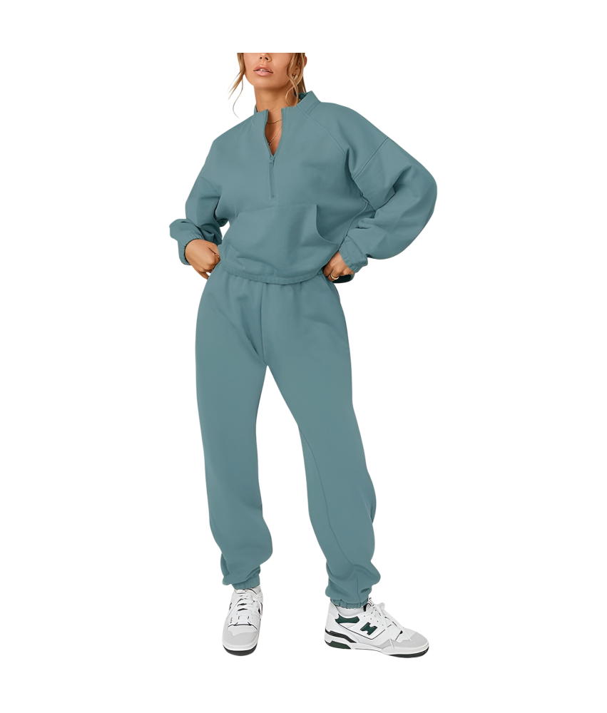 Damski Komplet Dresowy Bluza Spodnie Bawełna Sportowy Stylowy Zielony XL