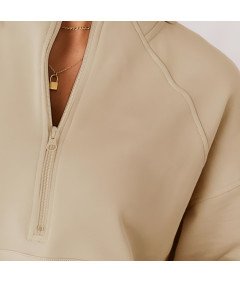 Damski Komplet Dresowy Bluza Spodnie Bawełna Sportowy Stylowy Beżowy XL