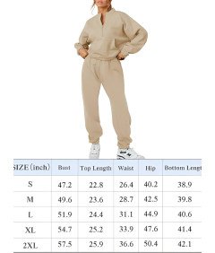 Damski Komplet Dresowy Bluza Spodnie Bawełna Sportowy Stylowy Beżowy XL