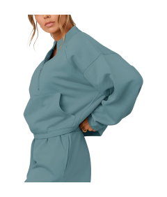 Damski Komplet Dresowy Bluza Spodnie Bawełna Sportowy Stylowy Zielony XL