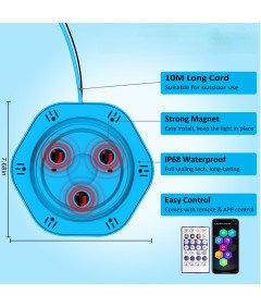 Oświetlenie Basenowe LED RGB Magnes Bluetooth Aplikacja IP68 18 W