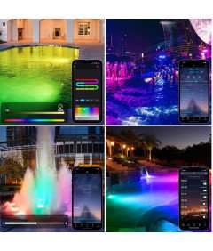 Oświetlenie Basenowe LED RGB Magnes Bluetooth Aplikacja IP68 18 W