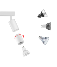 Lampa Sufitowa LED 3 Punktowa Reflektor GU10 Regulowana 50W Biała 39 cm