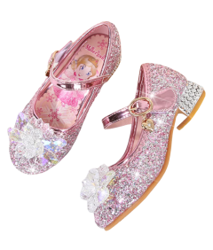 Dziewczęce Buty na Obcasie Księżniczka Cekiny Kryształki Różowe 33 EU