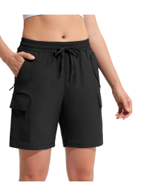 Damskie Spodenki Cargo Sportowe Trekkingowe Treningowe Lekkie Czarne XXL