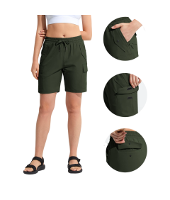 Damskie Spodenki Cargo Sportowe Trekkingowe Treningowe Lekkie Zielone M