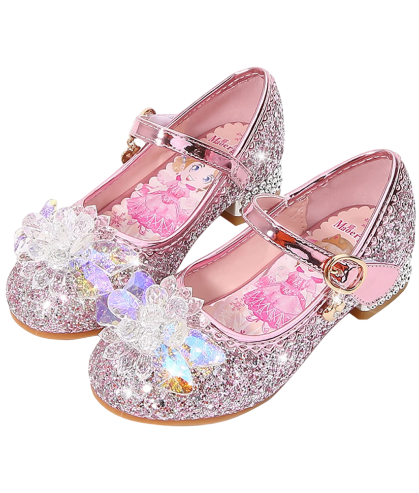 Dziewczęce Buty na Obcasie Księżniczka Cekiny Kryształki Różowe 35 EU