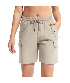 Damskie Spodenki Cargo Sportowe Trekkingowe Treningowe Lekkie Beżowe XXL