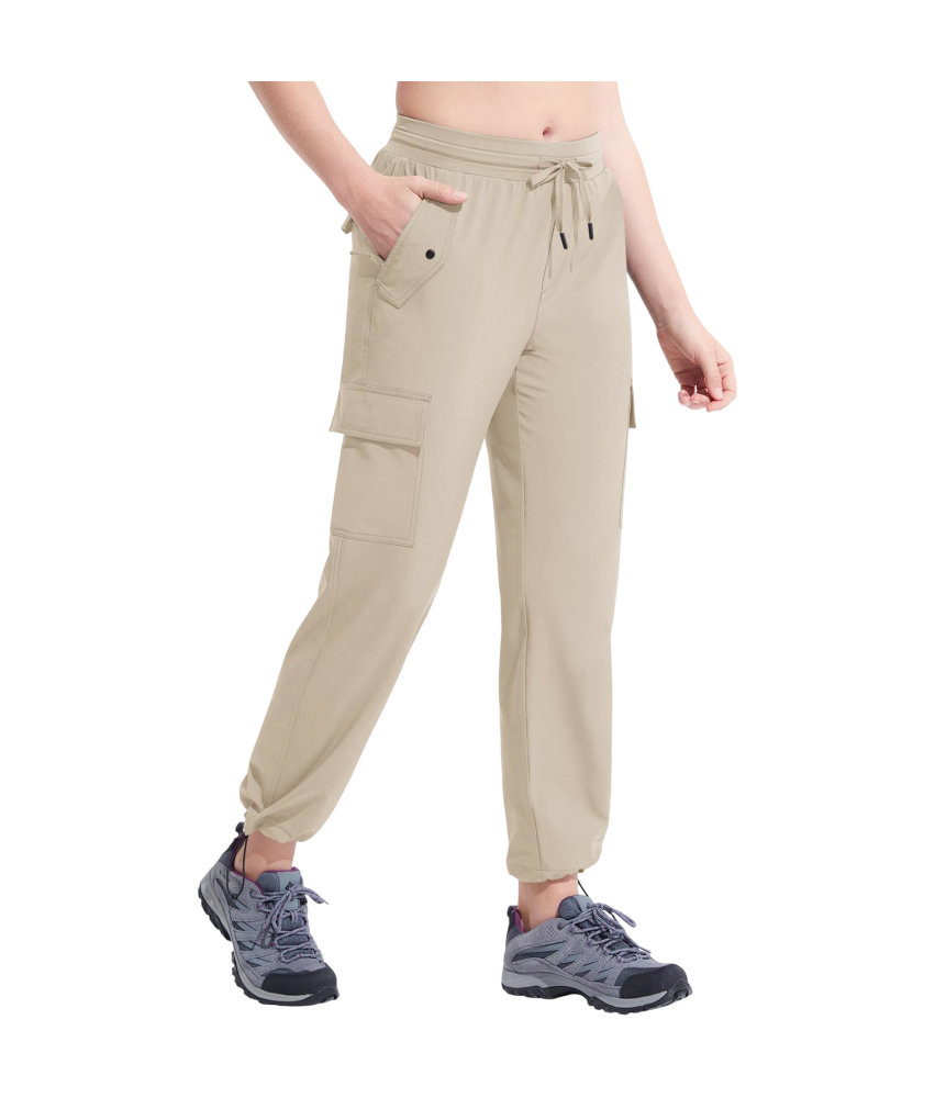 Damskie Spodnie Cargo Trekkingowe Wodoodporne Sportowe Beżowe M