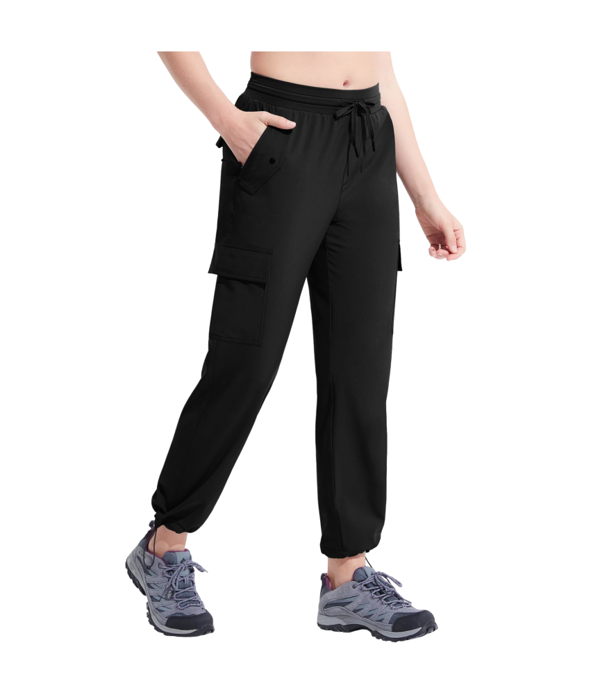 Damskie Spodnie Cargo Trekkingowe Wodoodporne Sportowe Czarne M