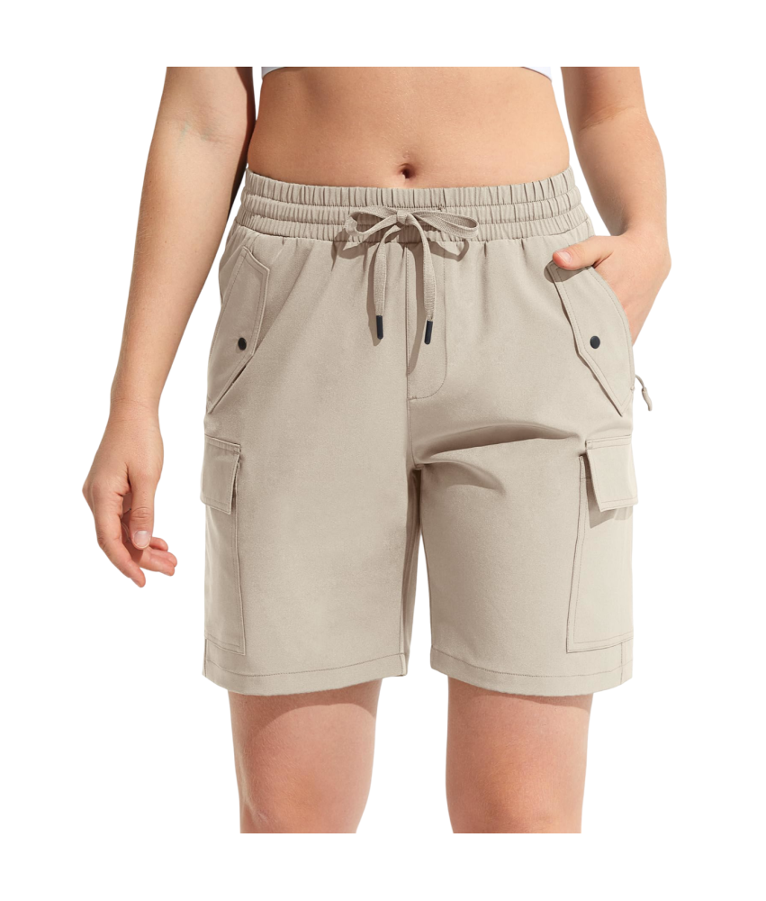 Damskie Spodenki Cargo Sportowe Trekkingowe Treningowe Lekkie Beżowe XS