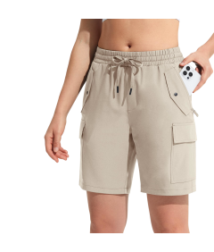 Damskie Spodenki Cargo Sportowe Trekkingowe Treningowe Lekkie Beżowe XS