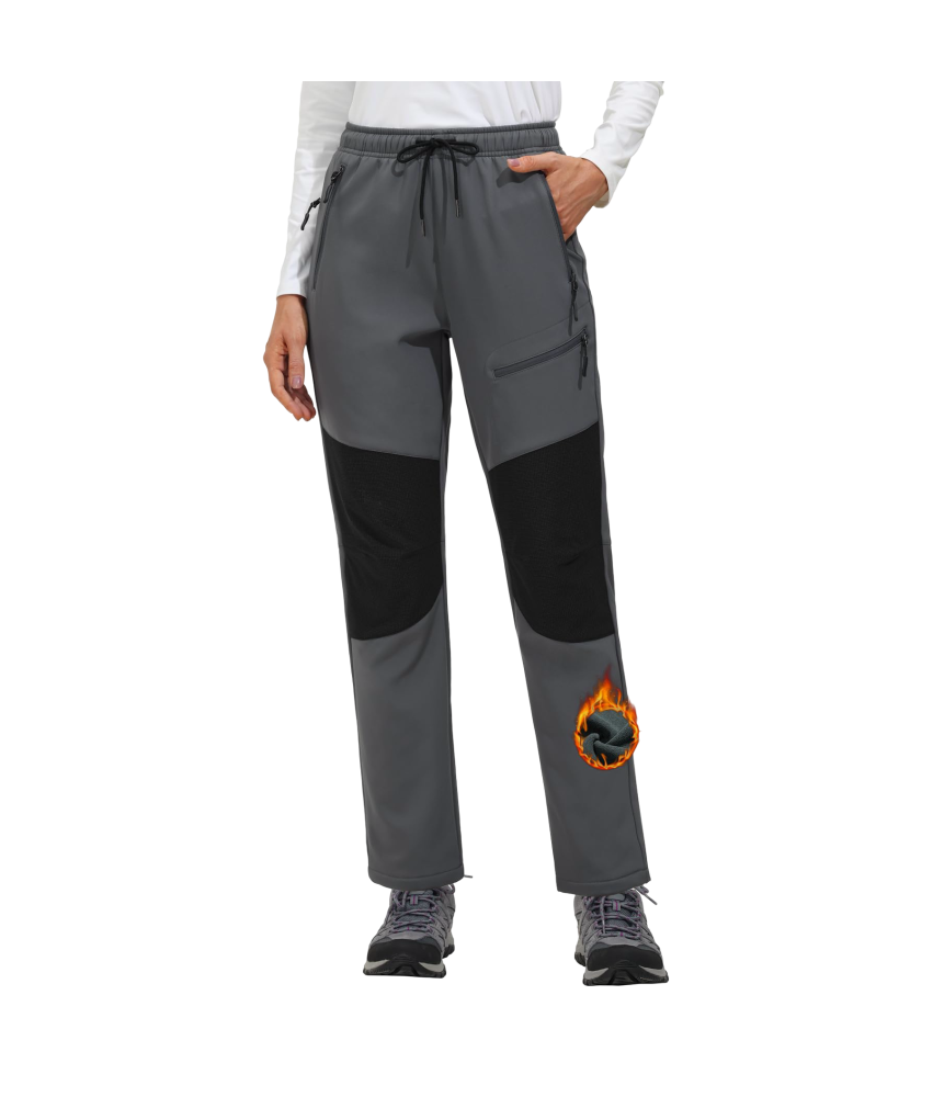 Damskie Spodnie Zimowe Termiczne Wodoodporne Ciepłe Elastyczne Szare L