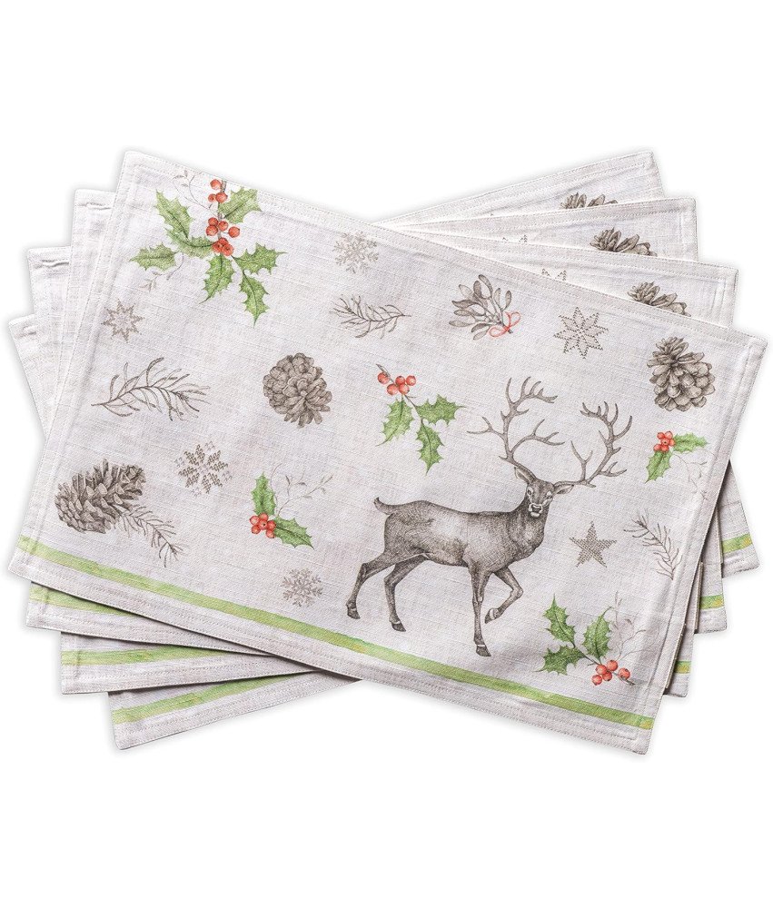 Maison dHermine Podkładki Świąteczne z 100% Bawełny 4szt 33x48 cm