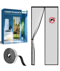 Moskitiera Magnetyczna na Drzwi Balkonowe Tarasowe Czarna 90 x 200 cm