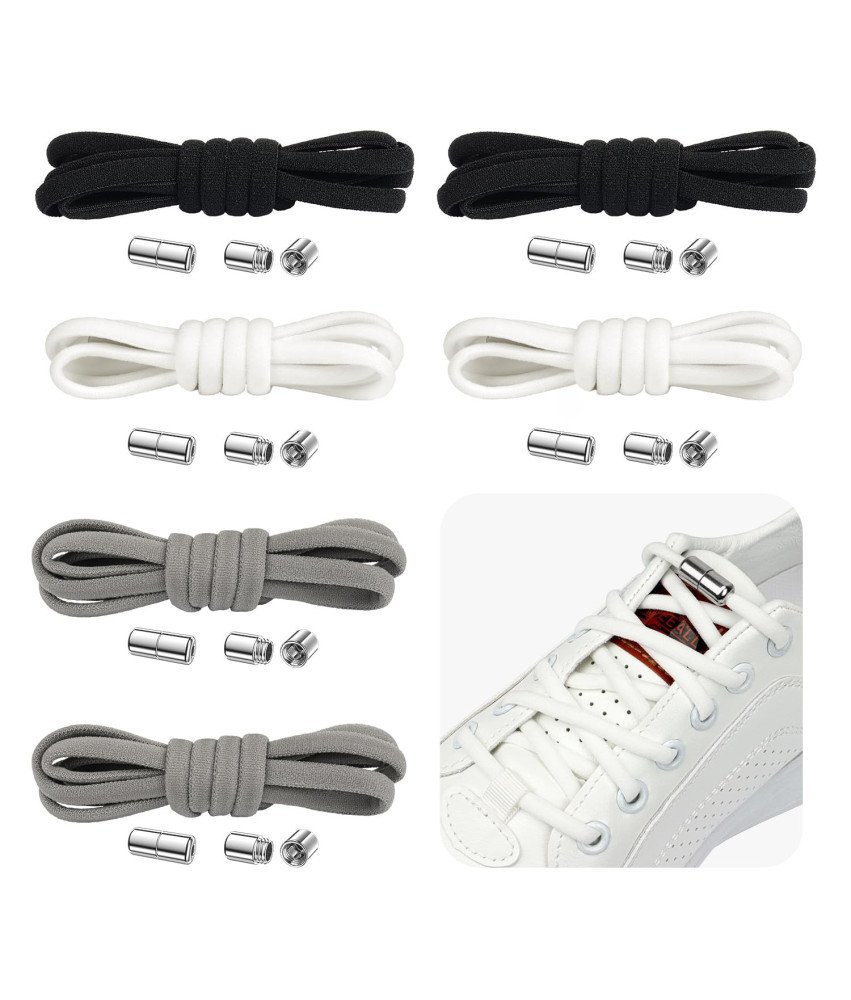 Sznurowadła do Butów bez Wiązania Zestaw 6 Par Elastyczne Kapsułki 105 cm