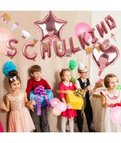 Dekoracje Balony Girlanda Naklejki Powrót do Szkoły Zestaw 49 szt Różowe