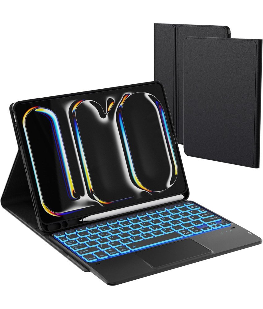ROOFEI Etui z Podświetlaną Klawiaturą do iPada Pro 11 cali M4 2024 QWERTZ