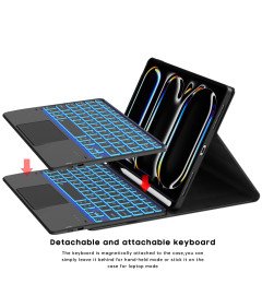 ROOFEI Etui z Podświetlaną Klawiaturą do iPada Pro 11 cali M4 2024 QWERTZ