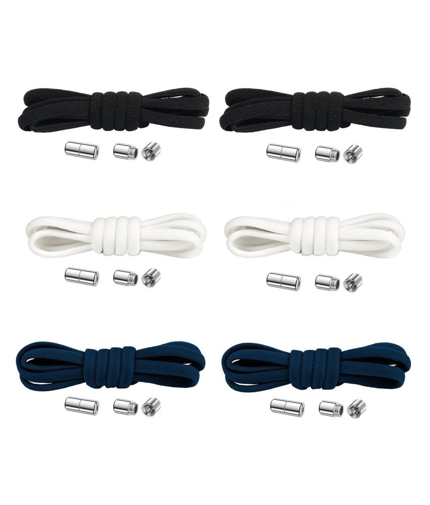 Sznurowadła do Butów bez Wiązania Zestaw 6 Par Kapsułki 3 Kolory 105 cm