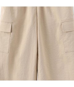 Dziewczęcy Crop Top Spodnie Hip-Hop Zestaw Ubrań Czarny Beżowy 7-8 lat