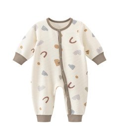 Kombinezon dla Noworodka Bawełniany Długi Rękaw Guziki Biały 6-9 miesięcy