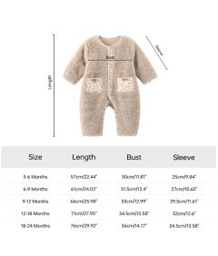 Kombinezon dla Noworodka Bawełniany Długi Rękaw Pluszowy 12-18 miesięcy