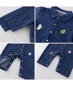 Kombinezon dla Noworodka Bawełniany Długi Rękaw Granatowy 18-24 miesięcy