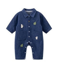 Kombinezon dla Noworodka Bawełniany Długi Rękaw Granatowy 9-12 miesięcy