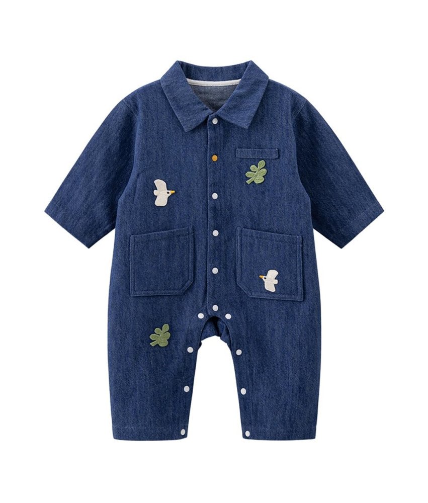 Kombinezon dla Noworodka Bawełniany Długi Rękaw Granatowy 9-12 miesięcy