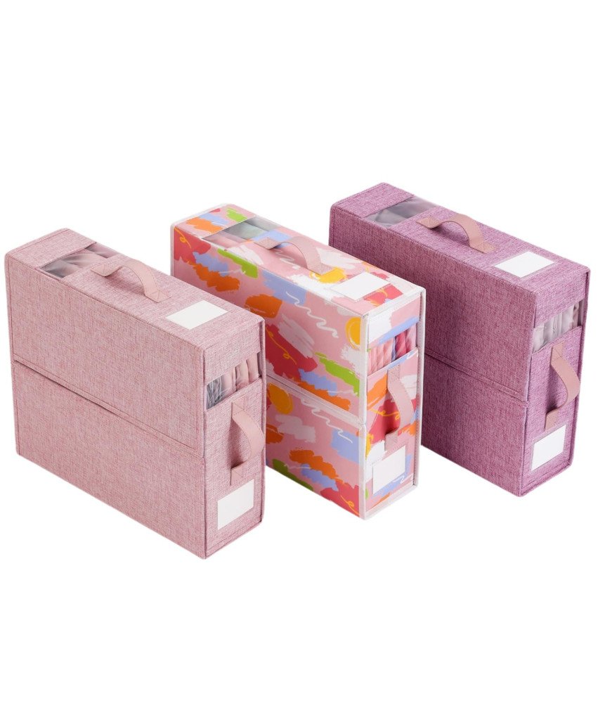 Organizer Pudełko do Przechowywania Pościeli Różowy 38x32x11,5 cm 3 szt