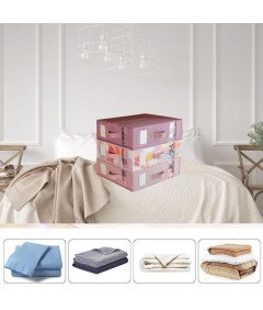 Organizer Pudełko do Przechowywania Pościeli Różowy 38x32x11,5 cm 3 szt