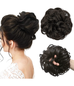 Sztuczne Włosy Syntetyczne Doczepiany Kok Kucyk Falowane Czarne Brązowe