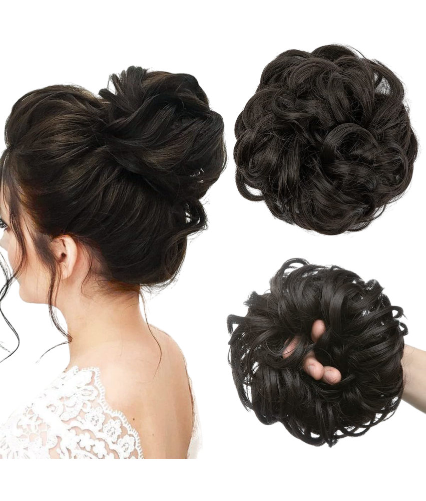 Sztuczne Włosy Syntetyczne Doczepiany Kok Kucyk Falowane Czarne Brązowe