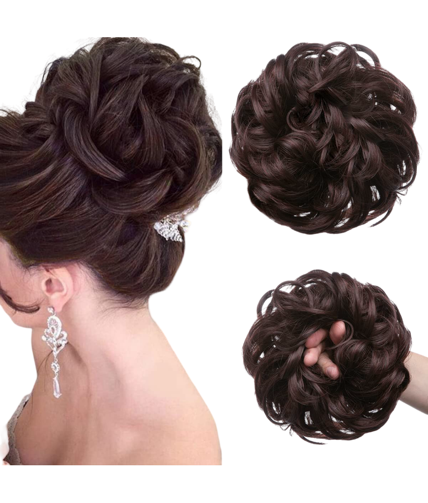 Sztuczne Włosy Syntetyczne Doczepiany Kok Kucyk Falowane Ciemny Brąz