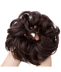 Sztuczne Włosy Syntetyczne Doczepiany Kok Kucyk Falowane Ciemny Brąz