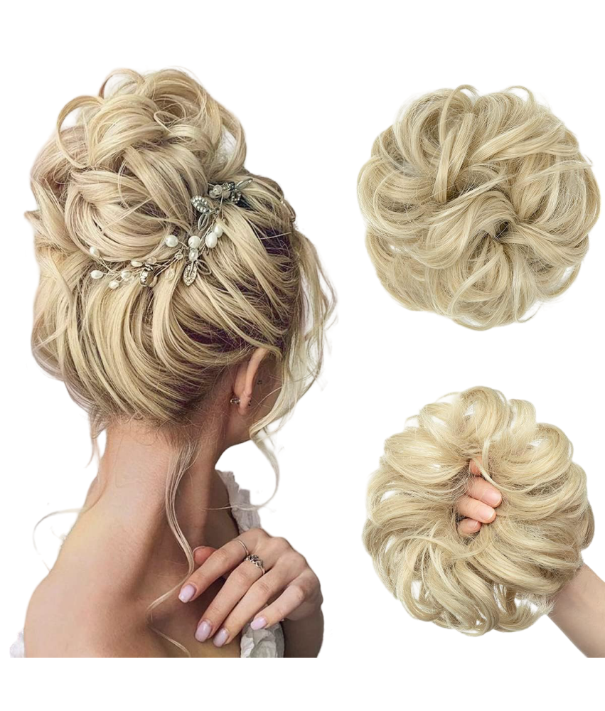 Sztuczne Włosy Syntetyczne Doczepiany Kok Kucyk Falowane Jasny Blond