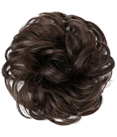 Sztuczne Włosy Syntetyczne Doczepiany Kok Kucyk Falowane Ciemno Brązowe