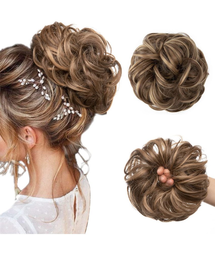 Sztuczne Włosy Syntetyczne Doczepiany Kok Kucyk Falowane Blond Brązowe