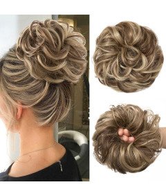 Sztuczne Włosy Syntetyczne Doczepiany Kok Kucyk Falowane Brązowe Blond