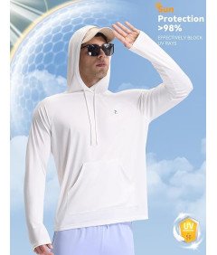 BALEAF Bluza Męska z Kapturem Pływacka Szybkoschnąca Letnia Biała S